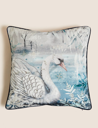 An Image of M&S Velvet Swan Embellished Cushion