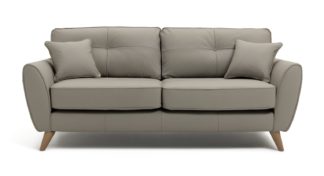 An Image of Habitat Isla 3 Seater Leather Sofa - Grey