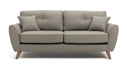 An Image of Habitat Isla 3 Seater Leather Sofa - Grey