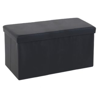 An Image of Foldable Ottoman Faux Leather Black Black
