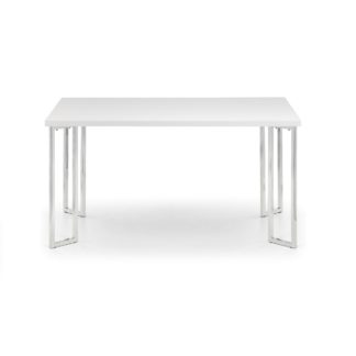 An Image of Manhattan Rectangular Hi Gloss Chrome Dining Table White