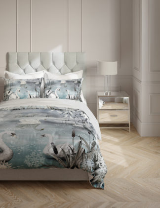 An Image of M&S Pure Cotton Sateen Swan Bedding Set