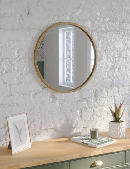 An Image of M&S Wooden Round Hanging Wall Mirror