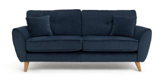 An Image of Habitat Isla 3 Seater Velvet Sofa - Blue