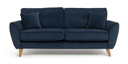 An Image of Habitat Isla 3 Seater Velvet Sofa - Blue