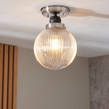 An Image of Broden Ribbed 1 Light Flush Bathroom Ceiling Fitting Chrome