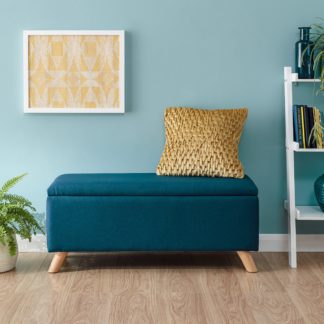 An Image of Secreto Fabric Ottoman Teal Teal (Blue)