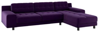 An Image of Habitat Hendricks Left Corner Velvet Chaise - Dark Purple