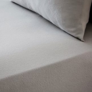An Image of Simply 100% Brushed Cotton 28cm Fitted Sheet Silver