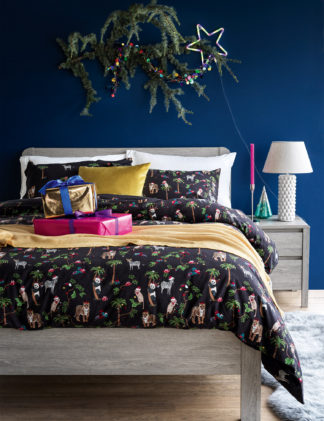 An Image of M&S Pure Brushed Cotton Christmas Animal Bedding Set