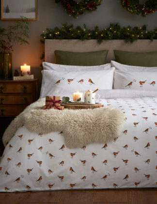 An Image of Sophie Allport Cotton Percale Winter Robin Bedding Set