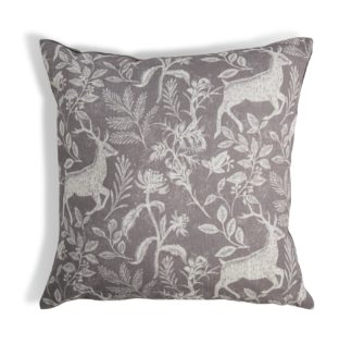 An Image of Habitat Stag Print Cushion - Grey - 43X43cm