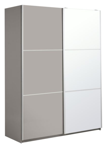 An Image of Habitat Holsted Gloss Medium Sliding Wardrobe - White