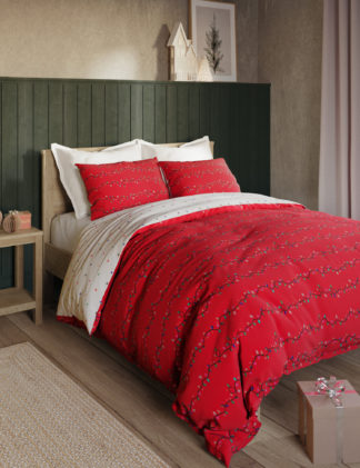 An Image of M&S Cotton Blend Christmas String Lights Bedding Set