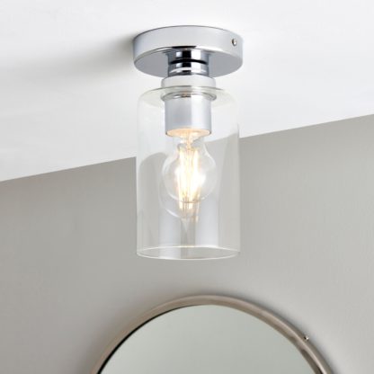 An Image of Freya Chrome Bathroom 1 Light Flush Ceiling Fitting Chrome