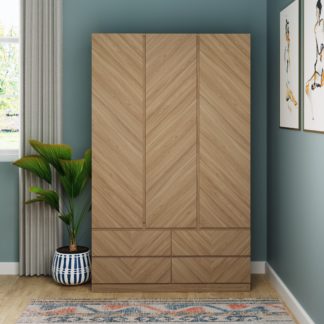 An Image of Taranto Triple, 4 Drawer Wardrobe Euro Oak Euro Oak