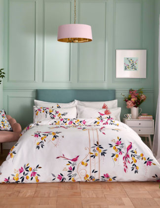 An Image of Sara Miller Pure Cotton Sateen Orchard Birds Bedding Set