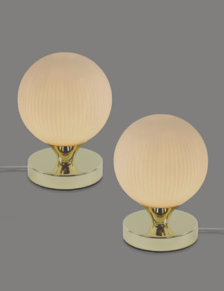 An Image of M&S Set of 2 Ribbed Globe Table Lamps