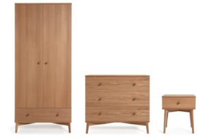 An Image of Habitat Kirk 3 Piece 2 Door Wardrobe Set - Oak