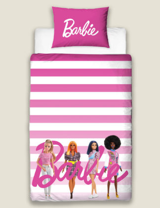 An Image of M&S Cotton Blend Barbie™ Single Bedding Set