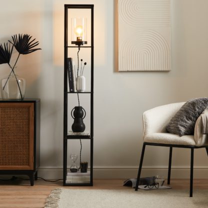 An Image of Keates Shelved Floor Lamp Black