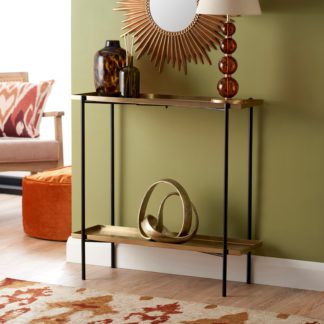 An Image of Tiana Console Table Metallic Effect Gold