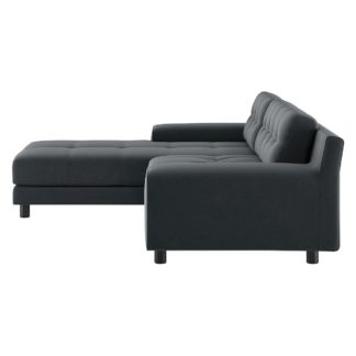 An Image of Habitat Hendricks Left Corner Velvet Chaise - Dark Grey