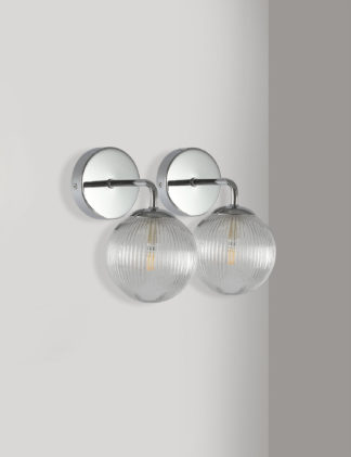 An Image of M&S Set of 2 Ribbed Globe Wall Lights