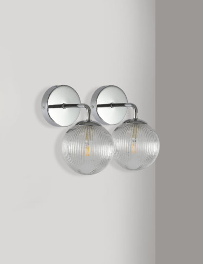 An Image of M&S Set of 2 Ribbed Globe Wall Lights