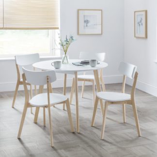 An Image of Casa Round Dining Table with 4 Dining Chairs White