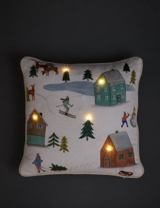 An Image of M&S Cotton Mix Light Up Christmas Cushion