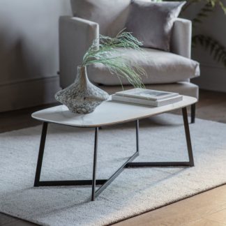 An Image of Finsbury Coffee Table, White Marble Effect White