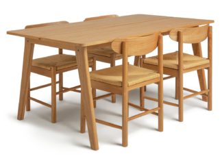 An Image of Habitat Nel Wood Effect Dining Table & 4 Hannah Oak Chairs