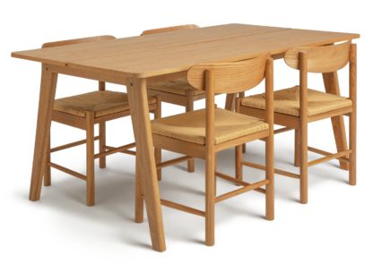 An Image of Habitat Nel Wood Effect Dining Table & 4 Hannah Oak Chairs