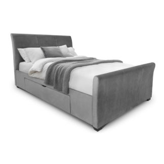 An Image of Capri Dark Grey Velvet 2 Drawer Storage Bed - 4ft6 Double