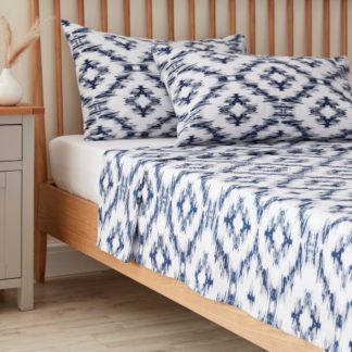 An Image of Zeta Mosaic Bed Sheet Navy Blue/White
