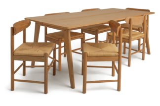 An Image of Habitat Nel Wood Effect Dining Table & 6 Hannah Oak Chairs
