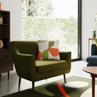 An Image of Eddie Velvet Large Armchair Olive