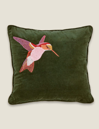 An Image of Ted Baker Velvet Hummingbird Cushion