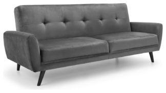 An Image of Julian Bowen Monza 3 Seater Velvet Sofa - Grey