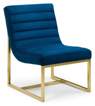 An Image of Julian Bowen Bellagio Velvet Chair - Blue and Gold