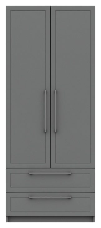 An Image of Hatfield 2 Door 2 Drawer Wardrobe - Grey Gloss