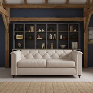An Image of Chesterfield Soft Texture 3 Seater Sofa Soft Texture Natural