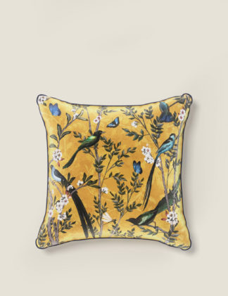 An Image of M&S Velvet Spring Bird Cushion