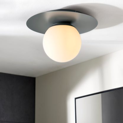 An Image of Tela Bathroom 1 Light Flush Ceiling Fitting Black