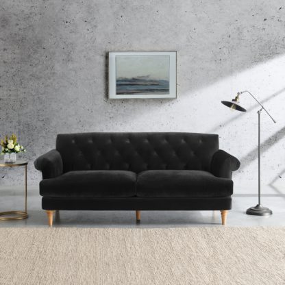 0933749f6732530bdc3b87aacbdd6373c5acc8429af1349c59c81887f1f5966f.jpg An Image of Jazz Velvet 3 Seater Sofa Teal (Blue)