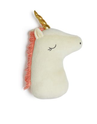 An Image of Habitat Kids Unicorn Shaped Cushion - Cream - 30x25cm