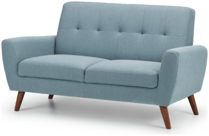 An Image of Julian Bowen Monza 2 Seater Fabric Retro Sofa - Blue