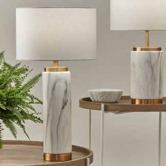An Image of Pacific Lifestyle Carrara Table Lamp Marble Effect Marble