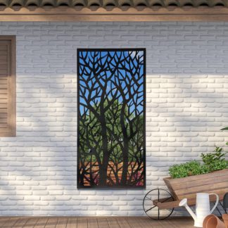 An Image of Amarelle Extra Large Metal Tree Design Decorative Garden Mirror - 180 x 90cm